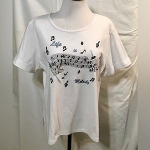 Bon Worth  White Life Is A Melody Embroidered Top